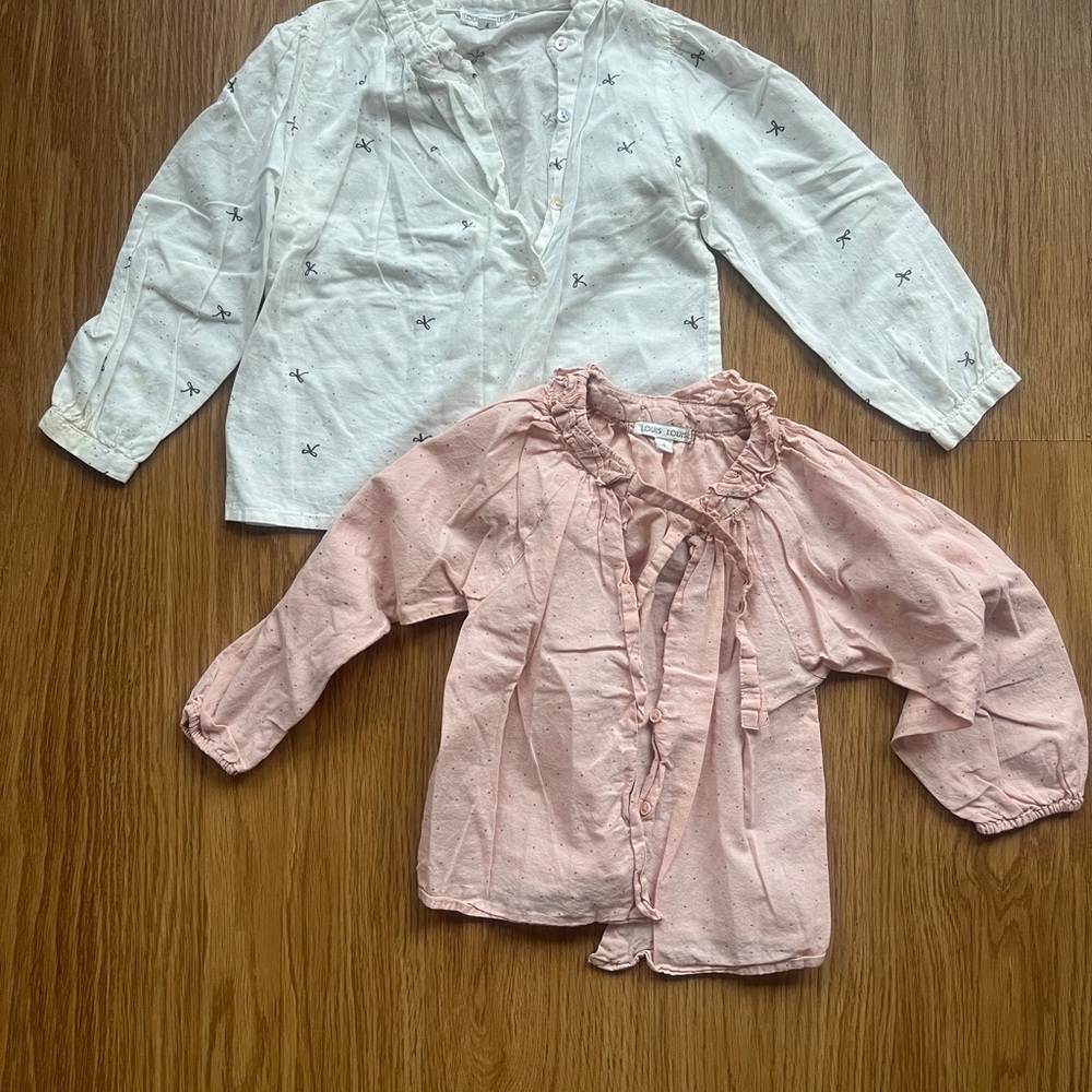 Louis Louise Salmon and White Kids Blouse Set